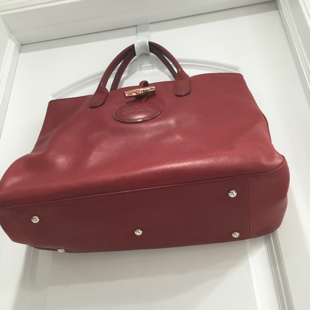 * LONGCHAMP  * Elegant Roseau Heritage Red Leather Tote Bag - Picture 3 of 8